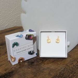 Gold Earrings With Citrine Stones